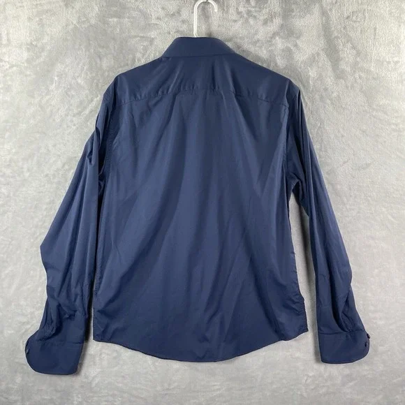 UNTUCKit Shirt men's Medium Button Up Performance Stretch Blue Casual Pocket - Picture 12 of 12